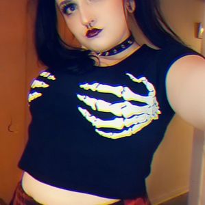Skeleton hand crop top
